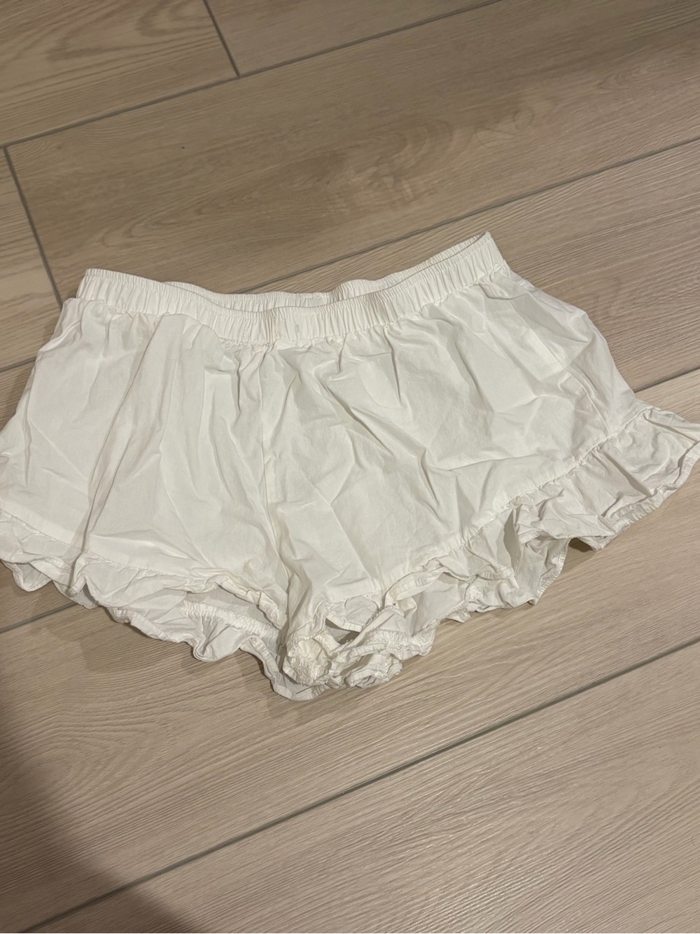 Princess Polly White Ruffle Hem Shorts